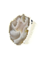 Natural agate stone slab on Sterling silver band