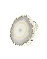 Solar quartz slab on Sterling silver band