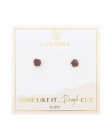 Ruby and rose gold post earrings