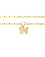 Lustora 14k gold chain necklace with a butterfly pendant on a white background