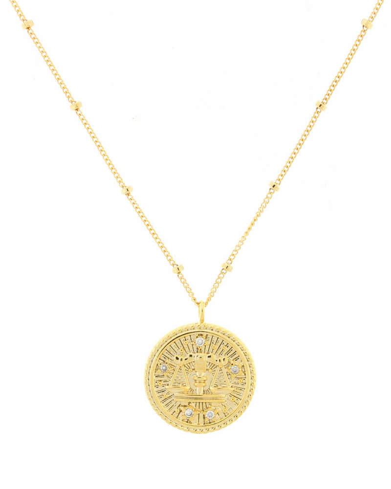 Libra Zodiac Necklace on a White Background