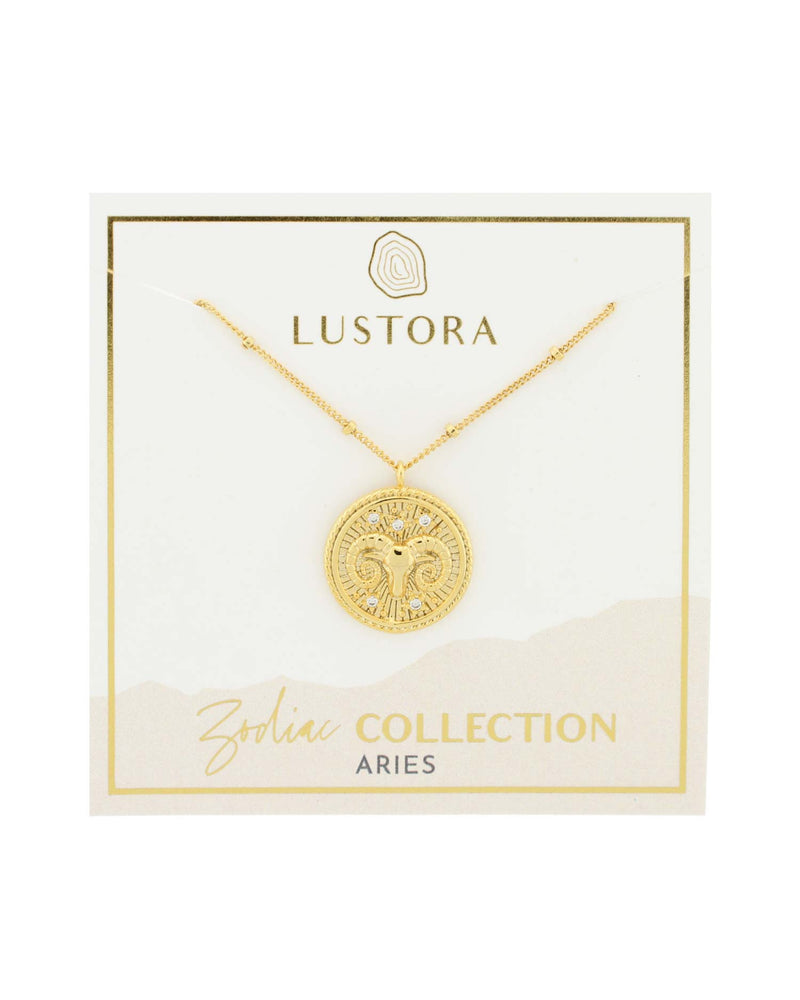 Aries Zodiac Necklace on Packaging Card