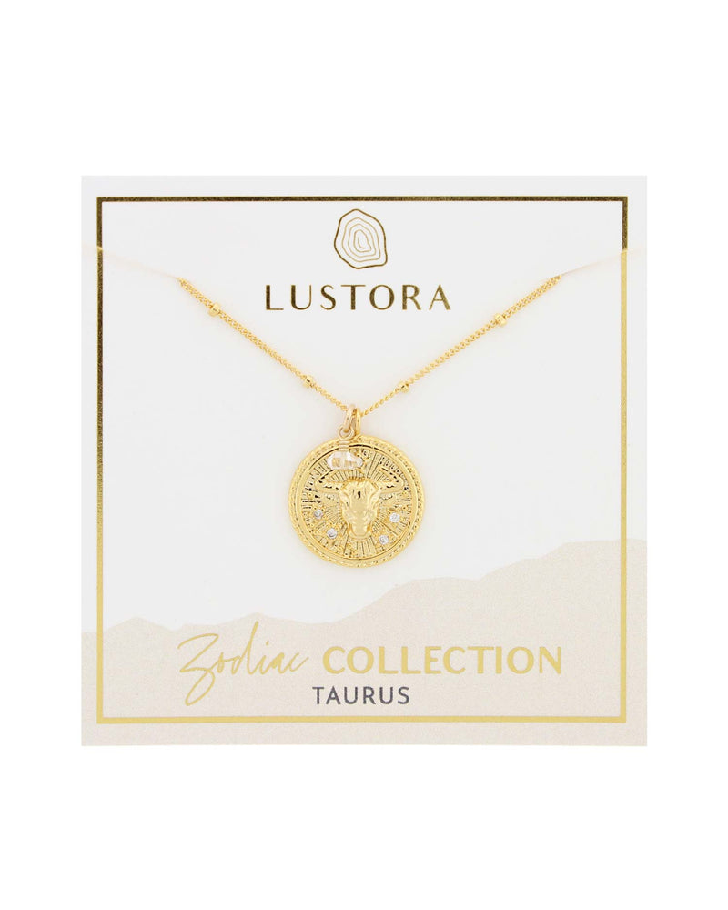 Taurus Zodiac Necklace with Herkimer Diamond Gemstone on Packaging Card