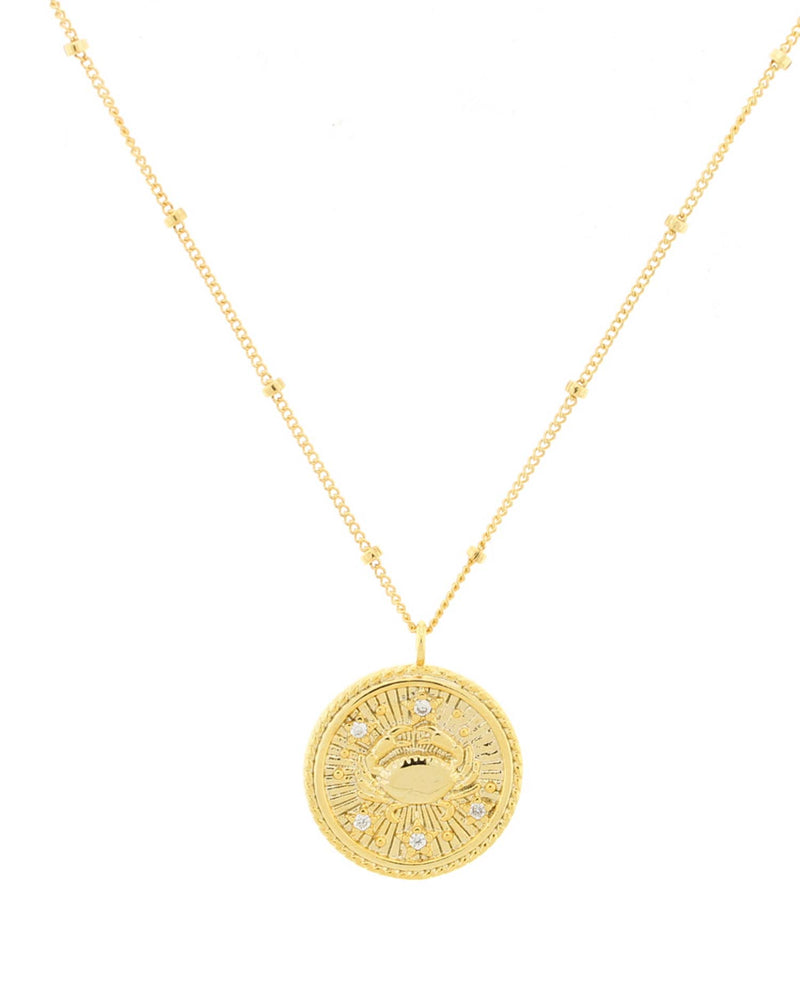 Cancer Zodiac Necklace on a White Background