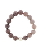 Purple Lustora Bianca Stretch Bracelet with Aventurine stones and silver bead accent on a white background