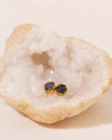 Blue Sapphire Post Earrings on a Geode