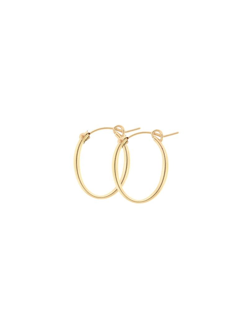 Small 14k gold-filled Cami Oval Hoops on white background