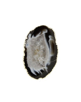 Black agate cigar wrap ring with Sterling silver band