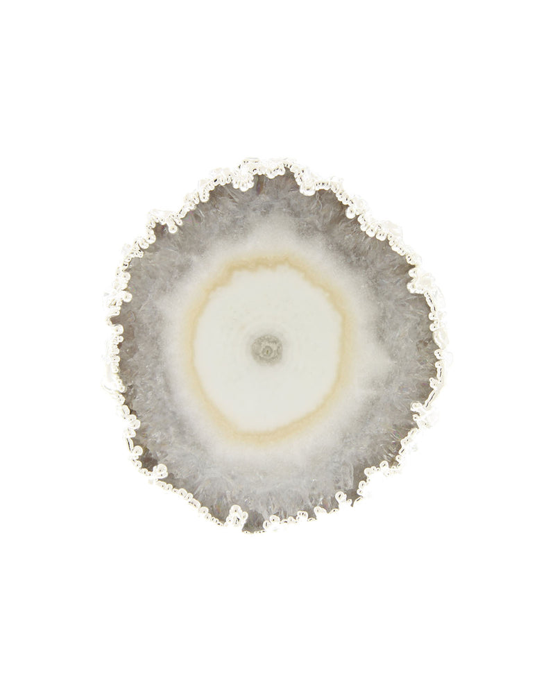 Solar quartz slab on Sterling silver band