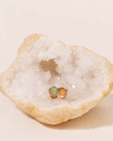 Fire Opal Post Earrings on a Geode