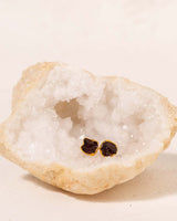 Garnet Post Earrings on a Geode