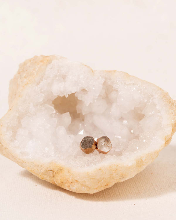 Herkimer Diamond Post Earrings on a Geode