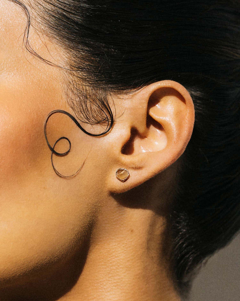 Model Wearing Citrine Post Earrings