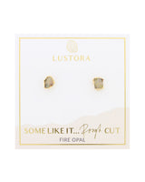 18k gold-plated post earrings with fire opal gemstones