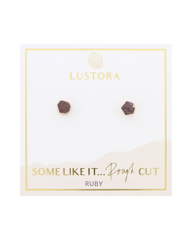 Ruby and rose gold post earrings