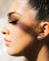 Model Wearing Three Sisters Star Climber Earrings