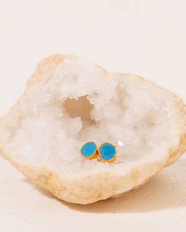 Turquoise Post Earrings on a Geode