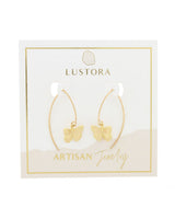 14k gold-filled Vanessa Butterfly Earring with long V wires on a branded Lustora jewelry card